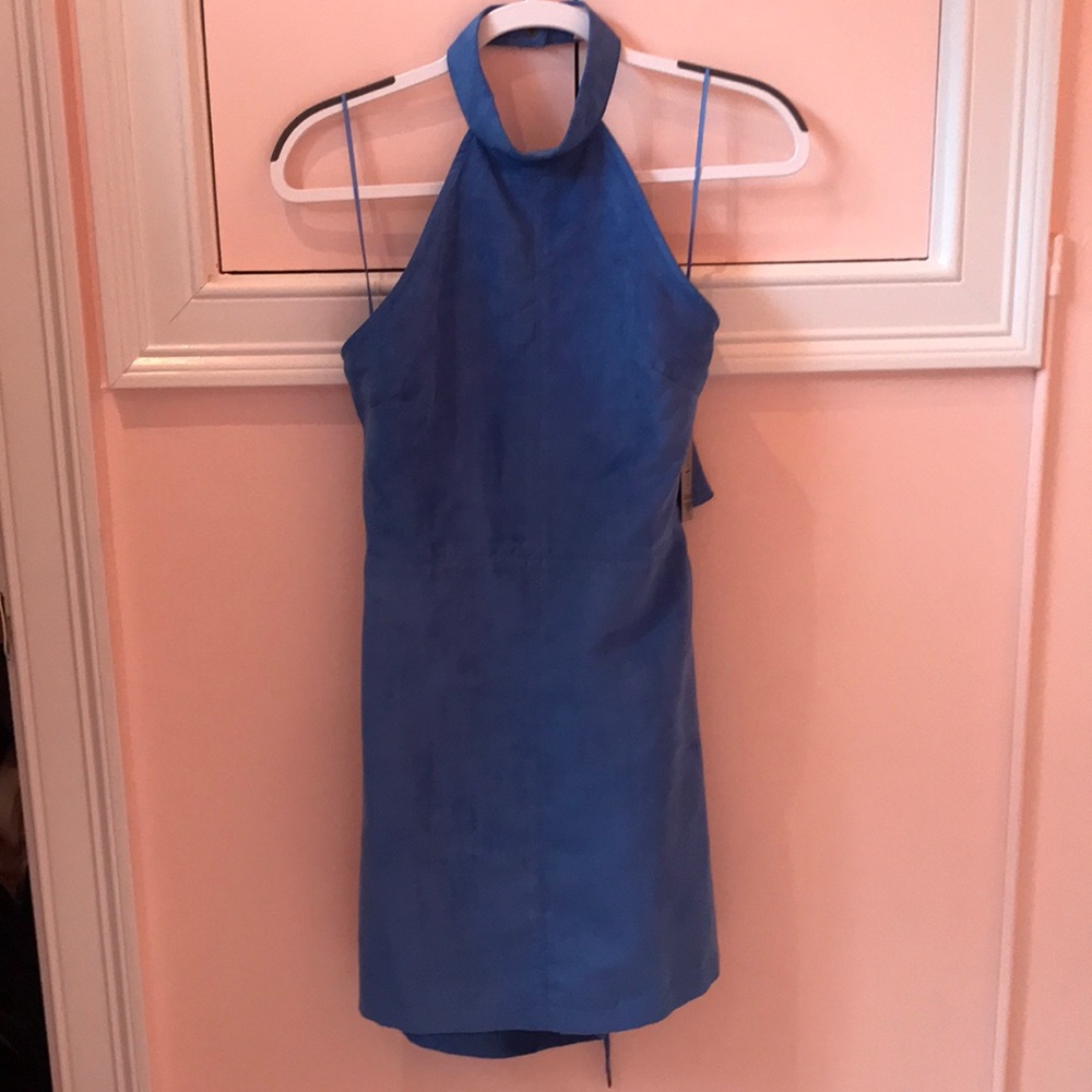 Blue Suede Halter Top Dress